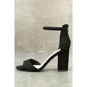 Lulus Sidecar Cutie Black Suede Ankle Strap Heels - Size 6.5